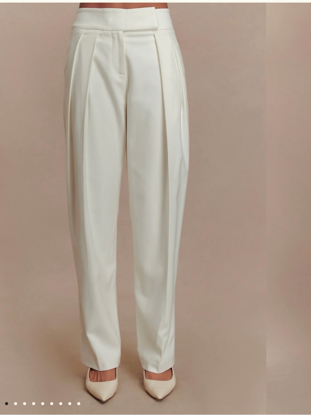 Nwt Meshki White High-Waist Pleated Trousers Pants Small